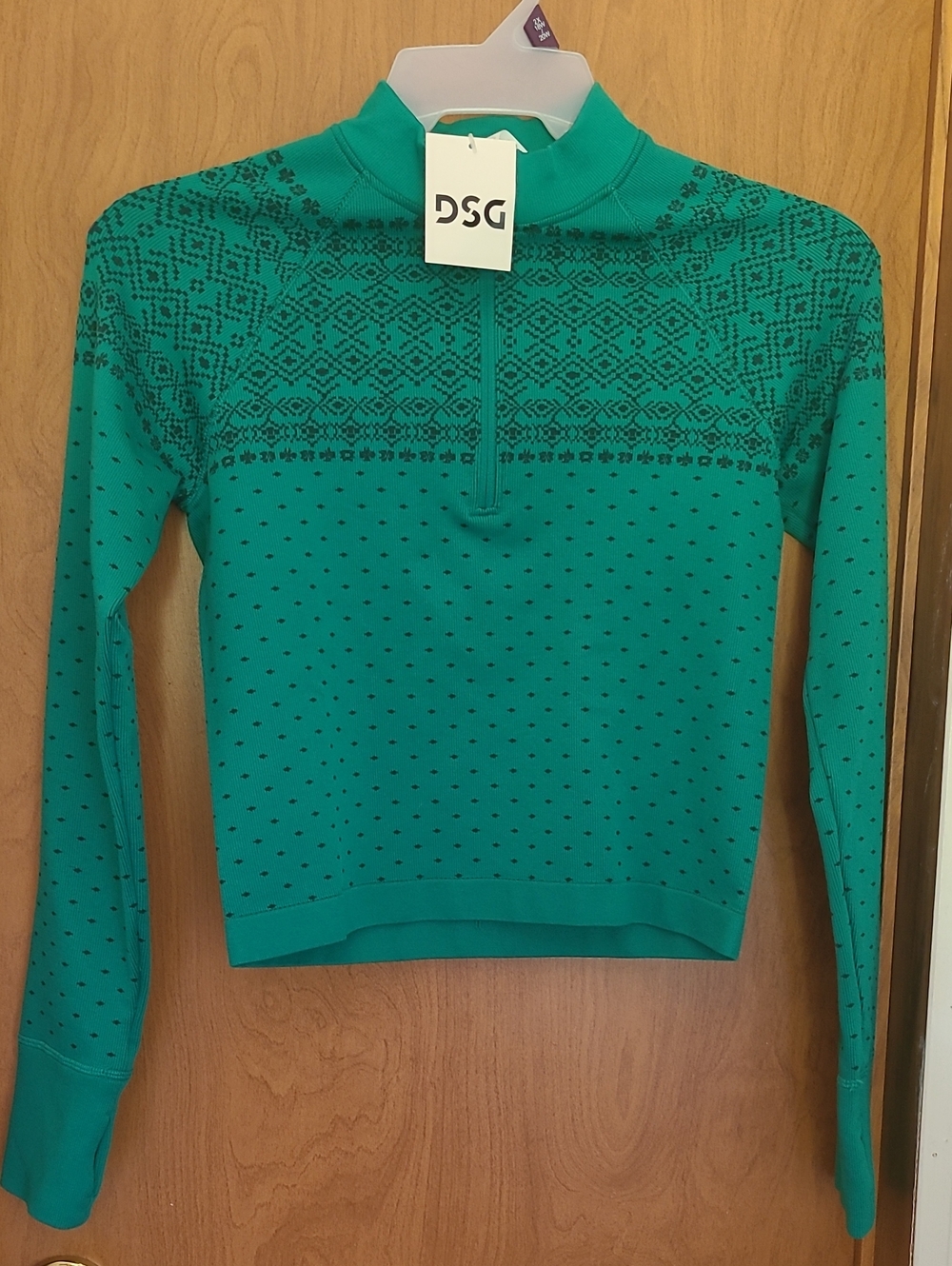 DSG Women's Green Long-Sleeve Half-Zip Performance Top